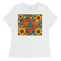 White sunflower gemstone and mom with cowhide Ladies Tee - Artiststas