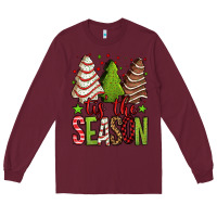 Burgundy tis the season christmas cakes Long Sleeve Tee - Jasminsmagicworld