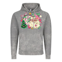 Cloud Rock pink santa and disco ball with christmas tree Vintage Hoodie - MaliasSmallBusiness