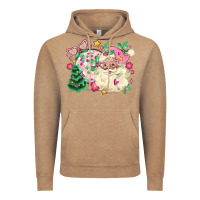 Vintage Coffee pink santa and disco ball with christmas tree Vintage Hoodie - MaliasSmallBusiness