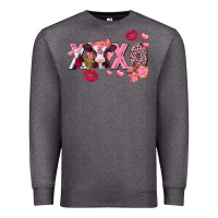 Charcoal Heather Xoxo baby Cow Valentine's Day Premium Sweatshirt - FaDigitalArtStudio