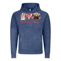 Vintage Denim Peace Love Pugs Vintage Hoodie - Jasminsmagicworld