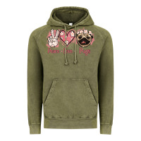 Vintage Olive Peace Love Pugs Vintage Hoodie - Jasminsmagicworld