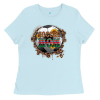 Baby Blue soccer mom with serape and leopard Ladies Tee - Artiststas