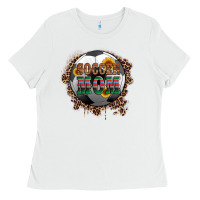 White soccer mom with serape and leopard Ladies Tee - Artiststas