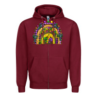 Burgundy mardi gras rainbow and fleur de lis Zipper Hoodie - CowGirlArtShop