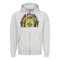 Dove Grey mardi gras rainbow and fleur de lis Zipper Hoodie - CowGirlArtShop