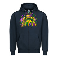 Navy mardi gras rainbow and fleur de lis Zipper Hoodie - CowGirlArtShop