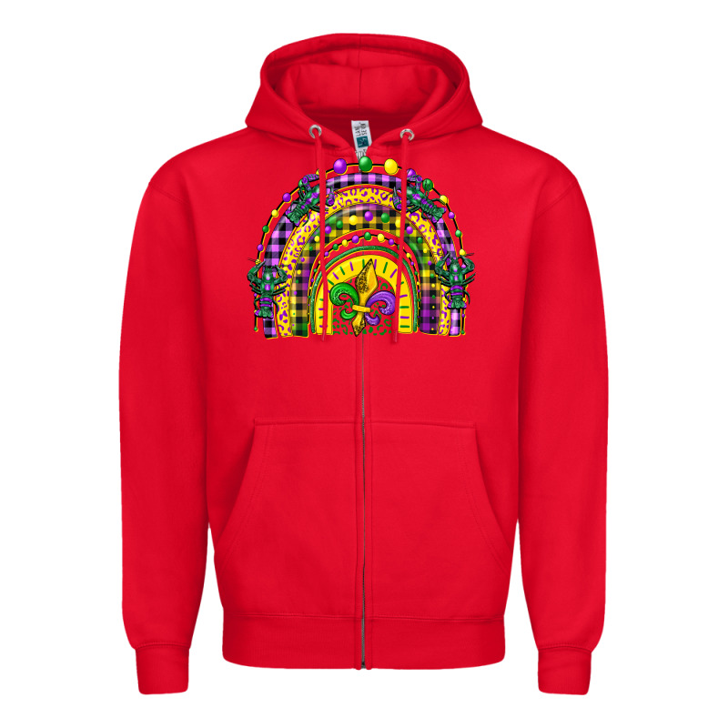 Mardi Gras Rainbow And Fleur De Lis Zipper Hoodie by CowGirlArtShop | Teevron