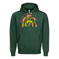 Sports Green mardi gras rainbow and fleur de lis Zipper Hoodie - CowGirlArtShop