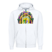 White mardi gras rainbow and fleur de lis Zipper Hoodie - CowGirlArtShop