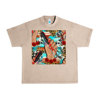 French Oak hairdresser hand scissors and roses with serape leopard and cowhide se Urban Heavy Tee - BundleAndBundleShop
