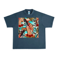 Midnight Navy hairdresser hand scissors and roses with serape leopard and cowhide se Urban Heavy Tee - BundleAndBundleShop