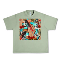 Oil Green hairdresser hand scissors and roses with serape leopard and cowhide se Urban Heavy Tee - BundleAndBundleShop