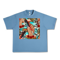 Pebble Blue hairdresser hand scissors and roses with serape leopard and cowhide se Urban Heavy Tee - BundleAndBundleShop