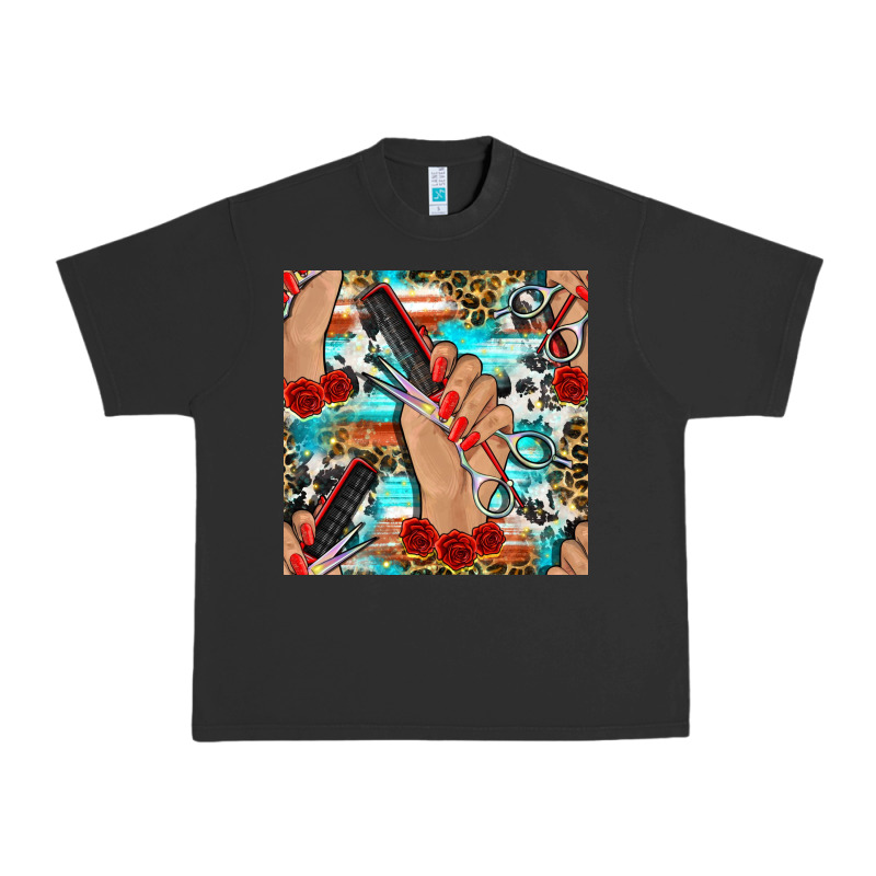 Hairdresser Hand Scissors And Roses With Serape Leopard And Cowhide Se Urban Heavy Tee by BundleAndBundleShop | Teevron
