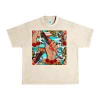 Sandshell hairdresser hand scissors and roses with serape leopard and cowhide se Urban Heavy Tee - BundleAndBundleShop