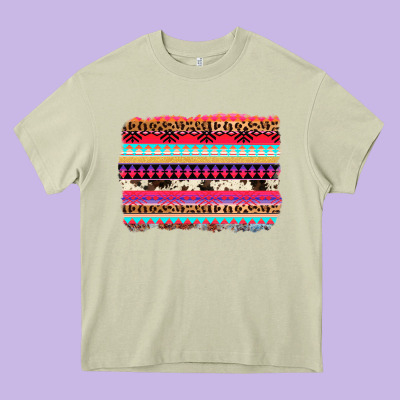Aztec Western Leopard Cowhide Background Heavy Core Tee Designed By Adodesignshop