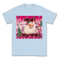 Dusty Blue merry pink christmas santa Classic Tee - MaliasSmallBusiness