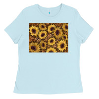 Baby Blue sunflower leopard background 3200x2400 Ladies Tee - AdoDesignShop