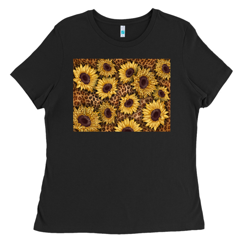 Sunflower Leopard Background 3200x2400 Ladies Tee by AdoDesignShop | Teevron