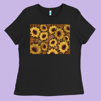 Sunflower Leopard Background 3200x2400 Ladies Tee Designed By Adodesignshop