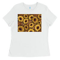 White sunflower leopard background 3200x2400 Ladies Tee - AdoDesignShop