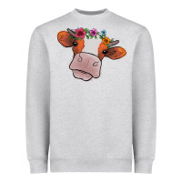 Heather Grey cow with flowers Heavyweight Sweatshirt - Bettercallsaul