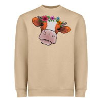 Cow With Flowers Heavyweight Sweatshirt | Teevron