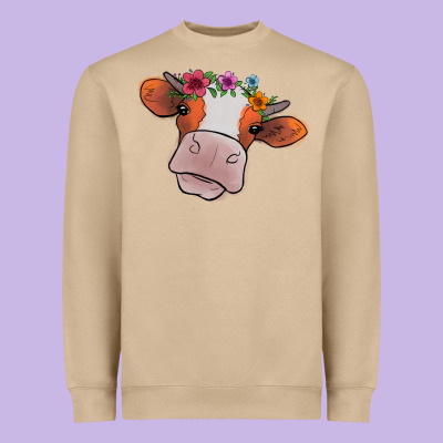 Cow With Flowers Heavyweight Sweatshirt Designed By Bettercallsaul