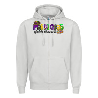 Dove Grey mardi gras girl to the core Zipper Hoodie - CowGirlArtShop