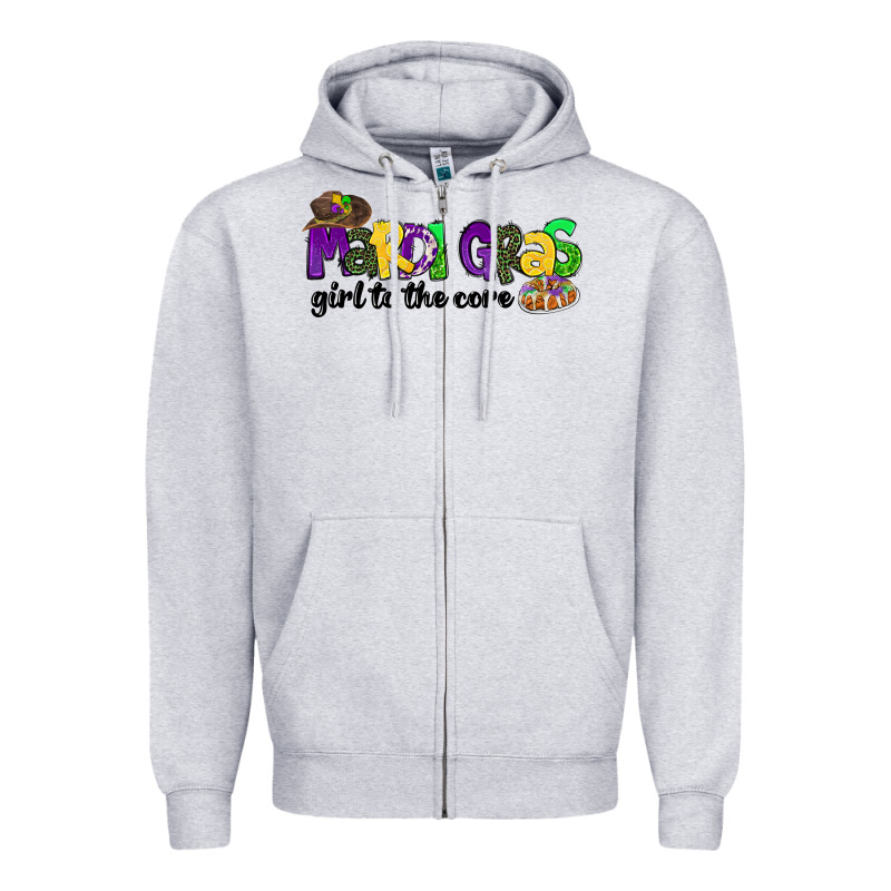 Mardi Gras Girl To The Core Zipper Hoodie by CowGirlArtShop | Teevron