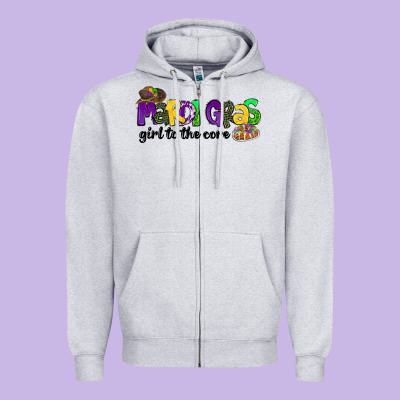 Mardi Gras Girl To The Core Zipper Hoodie Designed By Cowgirlartshop