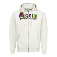 Oatmeal Heather mardi gras girl to the core Zipper Hoodie - CowGirlArtShop