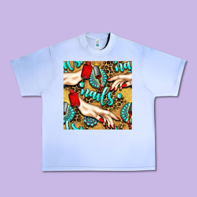 Hand And Nail Polish With Turquoise Gemstone And Leopard Seamless Patt Urban Heavy Tee Designed By Bundleandbundleshop