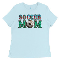 Baby Blue soccer mom with leopard ball and serape leopard Ladies Tee - Artiststas