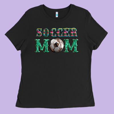 Soccer Mom With Leopard Ball And Serape Leopard Ladies Tee Designed By Artiststas