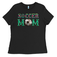 Black soccer mom with leopard ball and serape leopard Ladies Tee - Artiststas