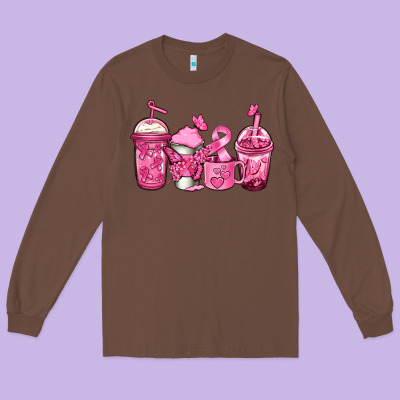Breast Cancer Coffee Long Sleeve Tee Designed By Jasminsmagicworld