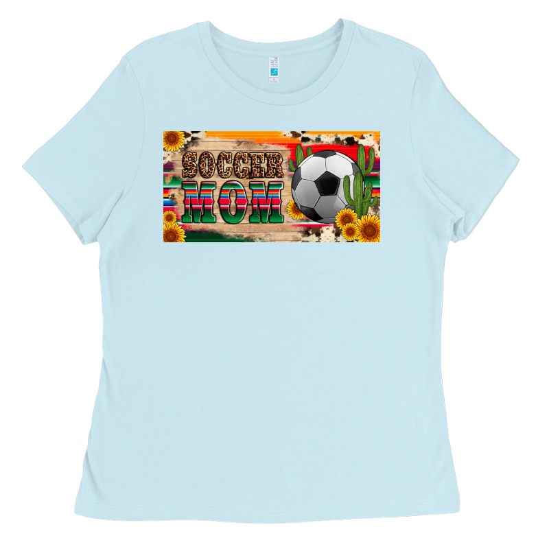 Soccer Mom With Ball And Sunflower Cactus Serape Licanse Plate Ladies Tee by Artiststas | Teevron