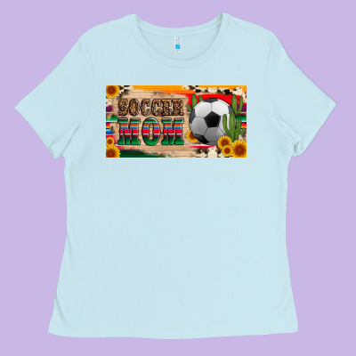 Soccer Mom With Ball And Sunflower Cactus Serape Licanse Plate Ladies Tee Designed By Artiststas
