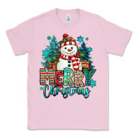 Bubblegum Pink merry christmas snowman Classic Tee - MaliasSmallBusiness
