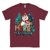 Burgundy merry christmas snowman Classic Tee - MaliasSmallBusiness