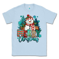 Dusty Blue merry christmas snowman Classic Tee - MaliasSmallBusiness