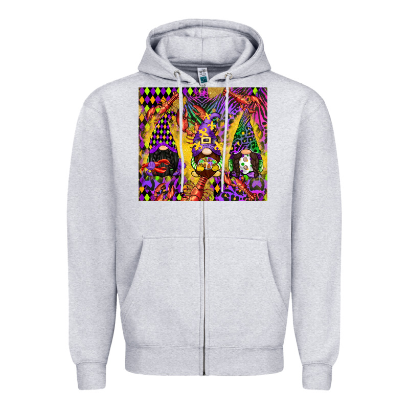 Mardi Gras Gnome Zipper Hoodie by CowGirlArtShop | Teevron