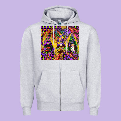 Mardi Gras Gnome Zipper Hoodie Designed By Cowgirlartshop