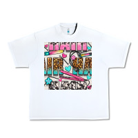 White leopard and cowhide hair and curling iron with hearts and flowers seam Urban Heavy Tee - BundleAndBundleShop