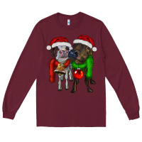Burgundy two christmas heifers Long Sleeve Tee - RanaPortraitStore