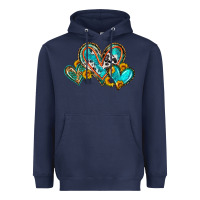 Navy western leopard turquoise cowhide hearts olivia Heavyweight Hoodie - OliviaCreatesArt