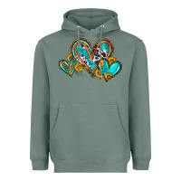 Sage western leopard turquoise cowhide hearts olivia Heavyweight Hoodie - OliviaCreatesArt
